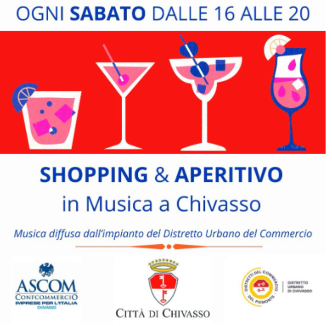 Sabato 25 maggio torna a Chivasso &quot;Shopping ed aperitivo in musica&quot; e domenica 26 sarà 2Straordinaria&quot;!